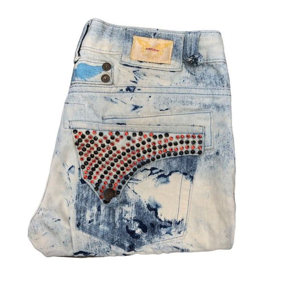 Robin's Jean Other - RARE Embroidered & Studded Robins Jeans Size 34 Blue